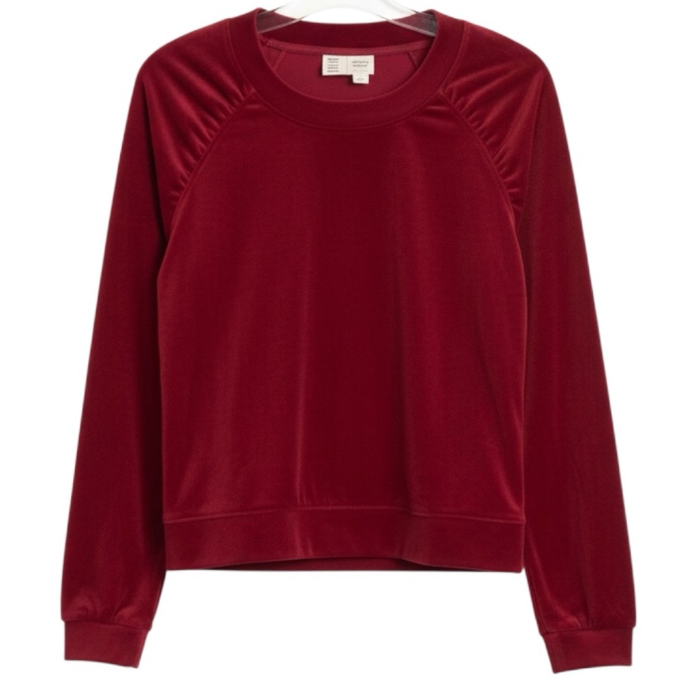 Saturday Sunday Red Velvet Pullover Top Holiday Christmas Cozy Sweater Medium